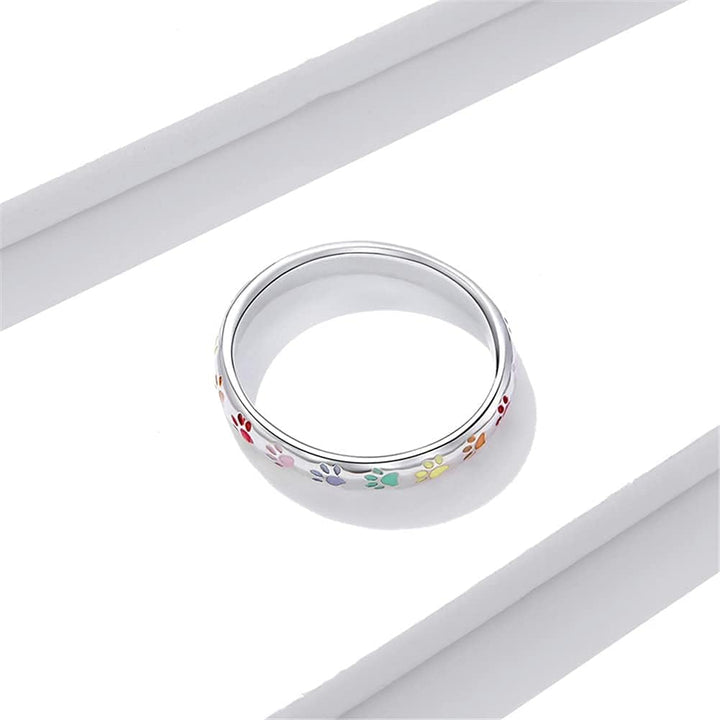 Anillo de Plata de Ley con Diseño de Huella