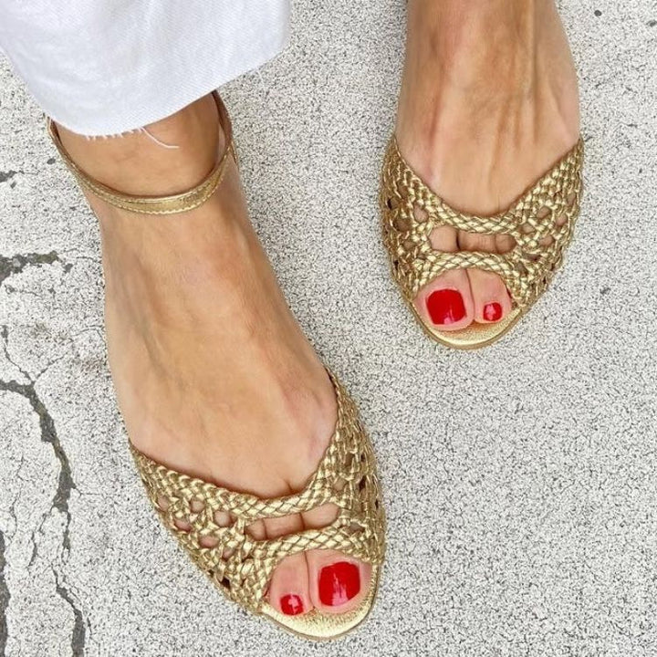 Sandalias Isadora Trenzadas Doradas Comfort