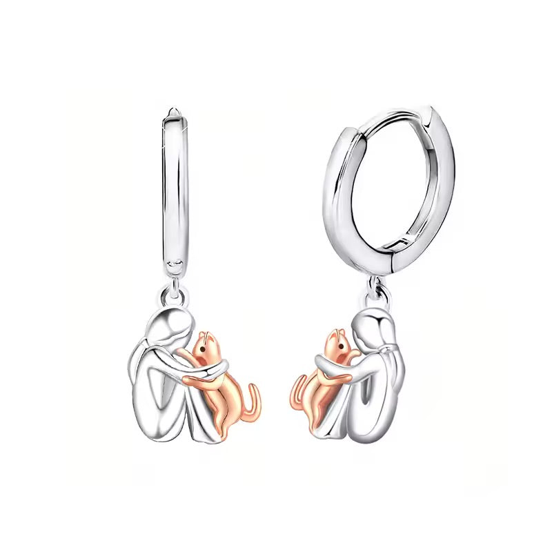 Collar Colgante de Abrazo de Gato con Pendientes de Regalo – Oferta por Tiempo Limitado