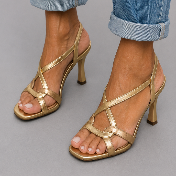Elisabetta Sandalias Doradas Elegantes con Tacón