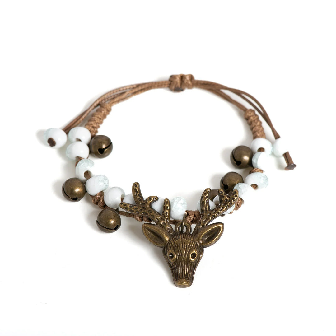 Pulsera de Encanto de Ciervo de Cerámica Hecha a Mano
