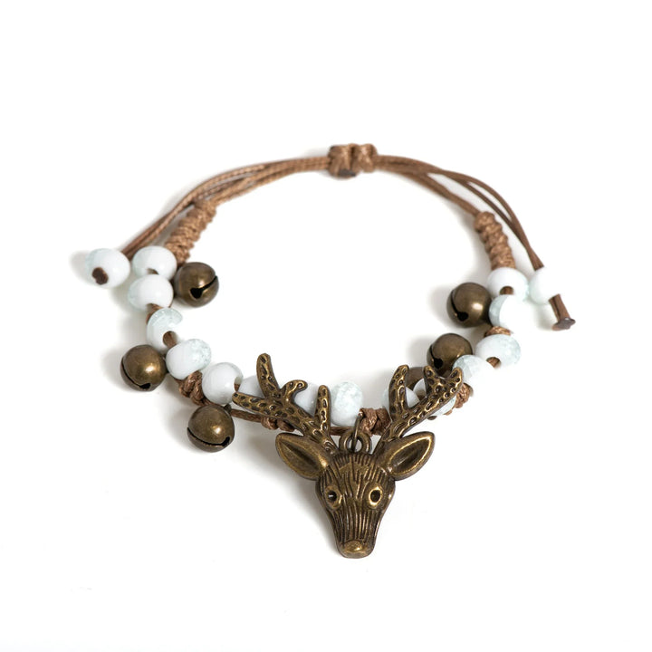 Pulsera de Encanto de Ciervo de Cerámica Hecha a Mano