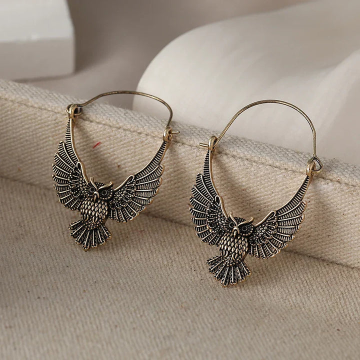 Pendientes Declarativos de Búho Vintage Bohemio