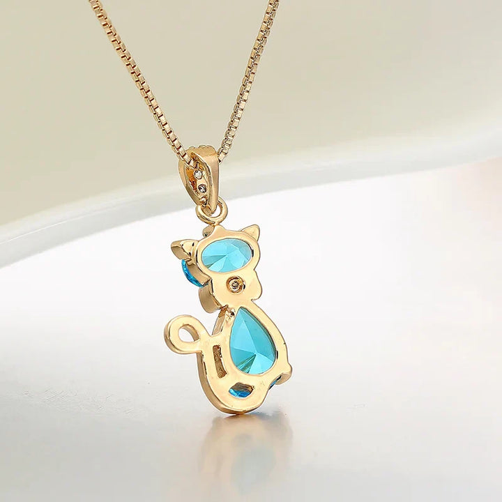 Collar con Colgante de Gato de Cristal