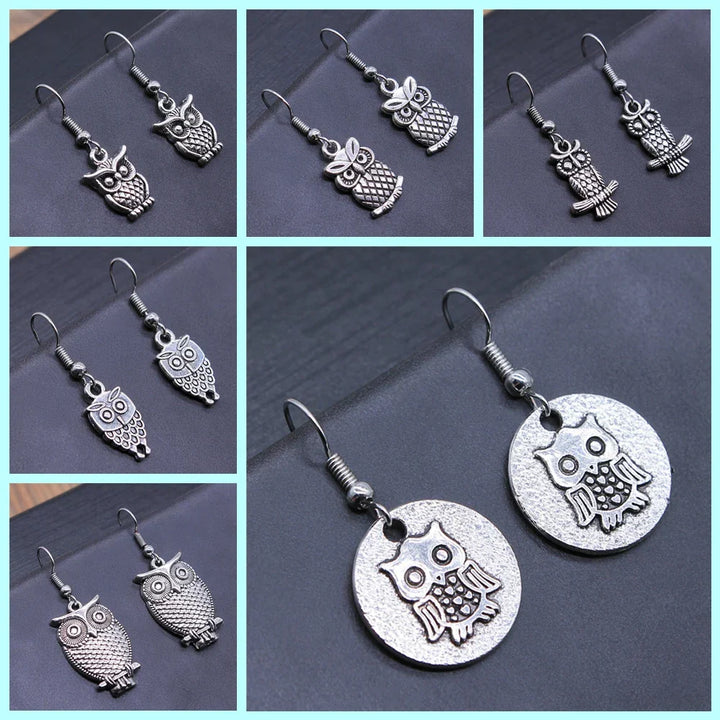 Pendientes Colgantes de Búho Vintage Bohemio
