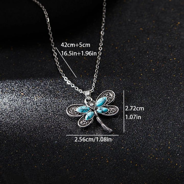 Collar de Colgante de Plata con Sueños de Libélula