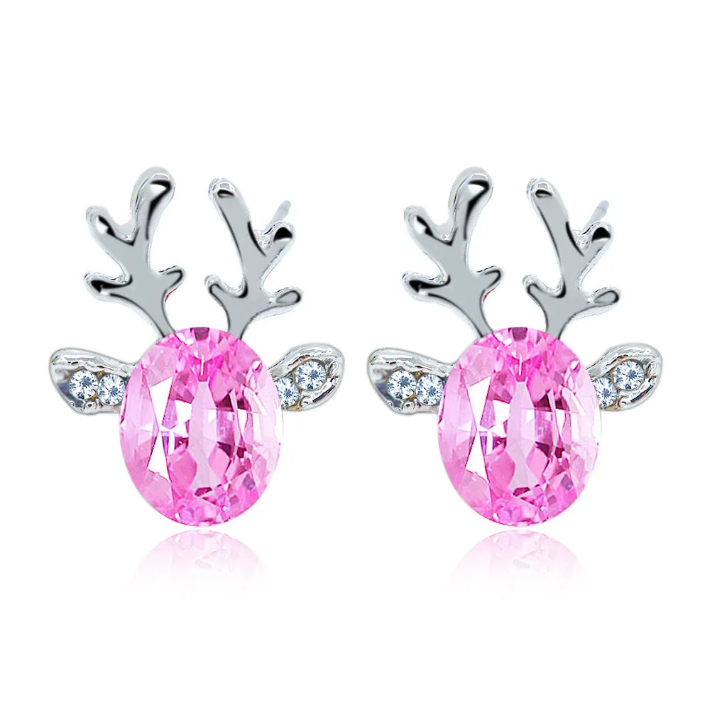 Pendientes de Cristal en Forma de Reno Festivo