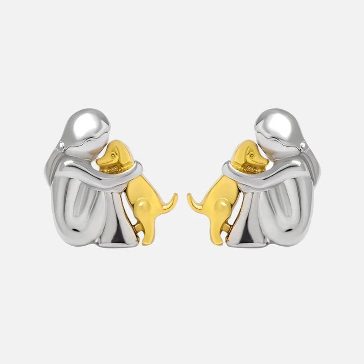 Pendientes de Aro en Plata y Oro de Dos Tonos