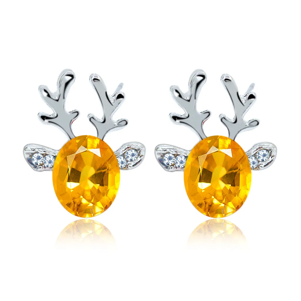 Pendientes de Cristal en Forma de Reno Festivo