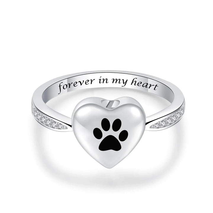 Anillo de Urna con Huella de Corazón – Joyería de Conmemoración para Mascotas