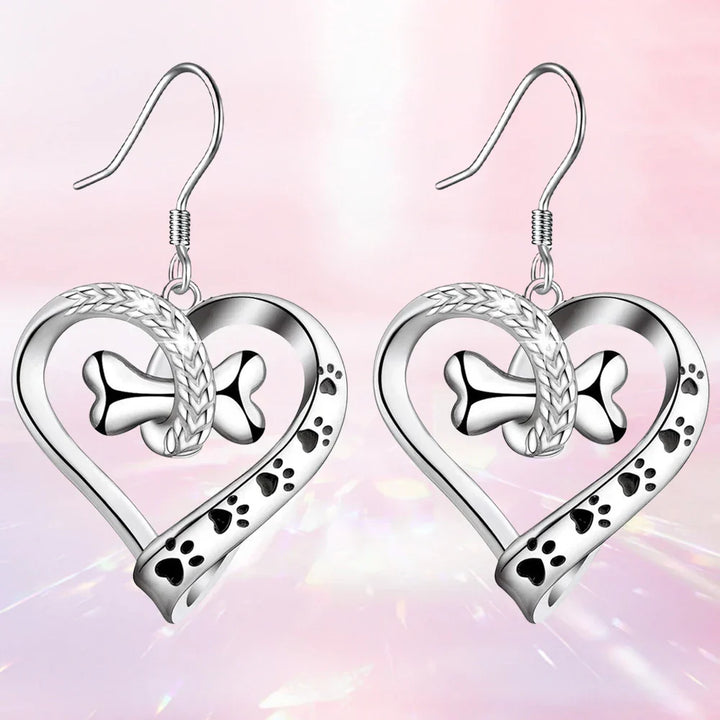 Conjunto de Joyería de 2 Piezas con Encantos de Huella, Corazón y Hueso