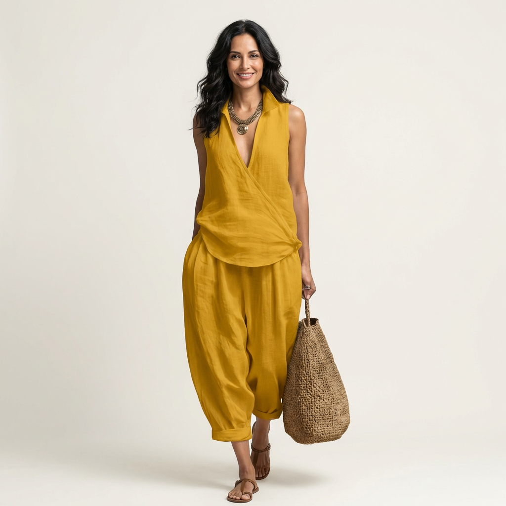 Twiila | Conjunto de Top Cruzado y Pantalones Anchos