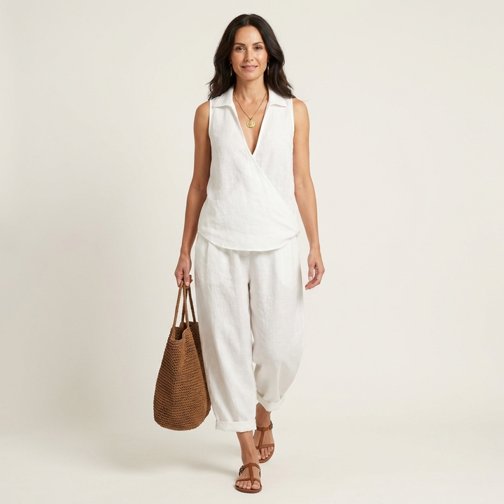 Twiila | Conjunto de Top Cruzado y Pantalones Anchos