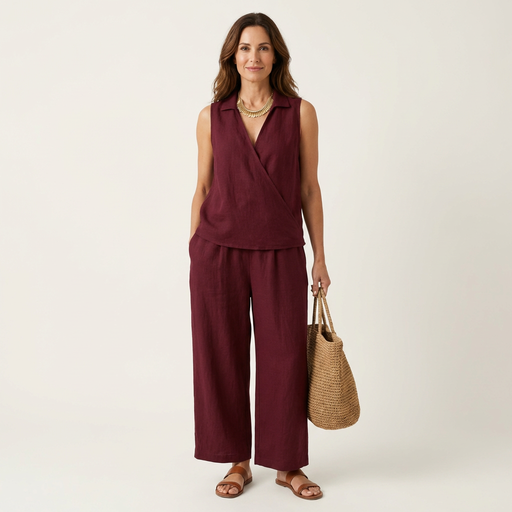 Twiila | Conjunto de Top Cruzado y Pantalones Anchos