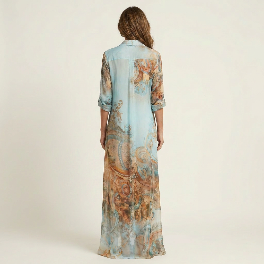 Lanie | Vestido Camisa Maxi de Seda