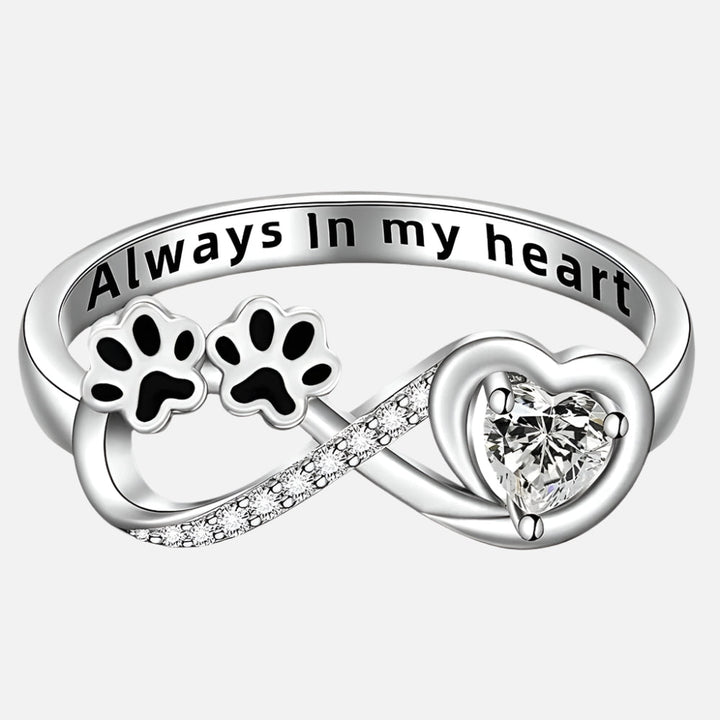 Anillo de Zirconia con Diseño de Corazón e Infinito